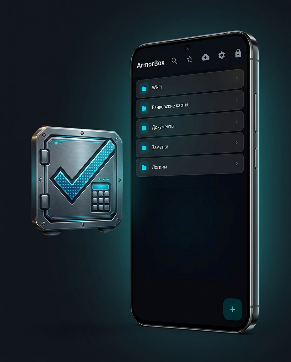 ArmorBox на Android: экран хранилища в тёмной теме